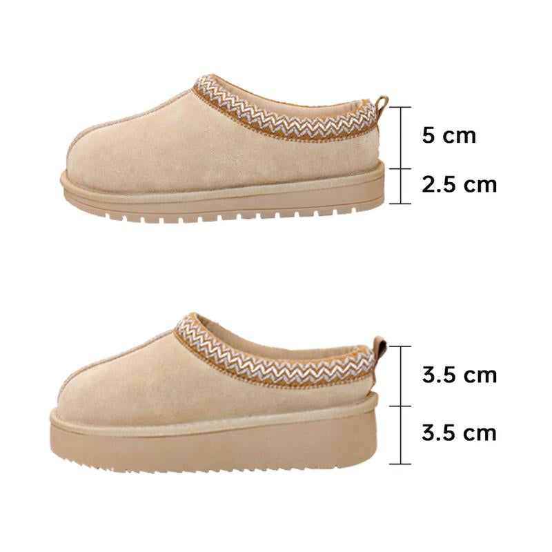 EVELLYHOOTD Braided Leather Outdoor Suede Slippers Women'S Mini Platform Boots with Fluffy Fur Lining Short Ankle Boots for Autumn Winter Warm Walking Shoes